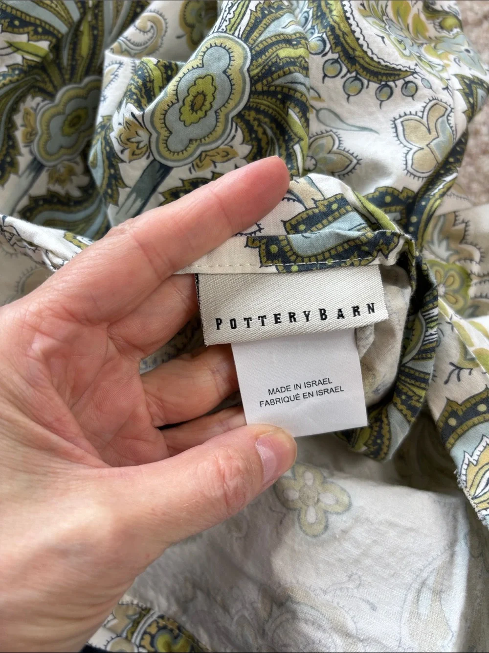 Charlie Paisley Organic Percale Duvet Cover Green Blue Full/Queen and Shams